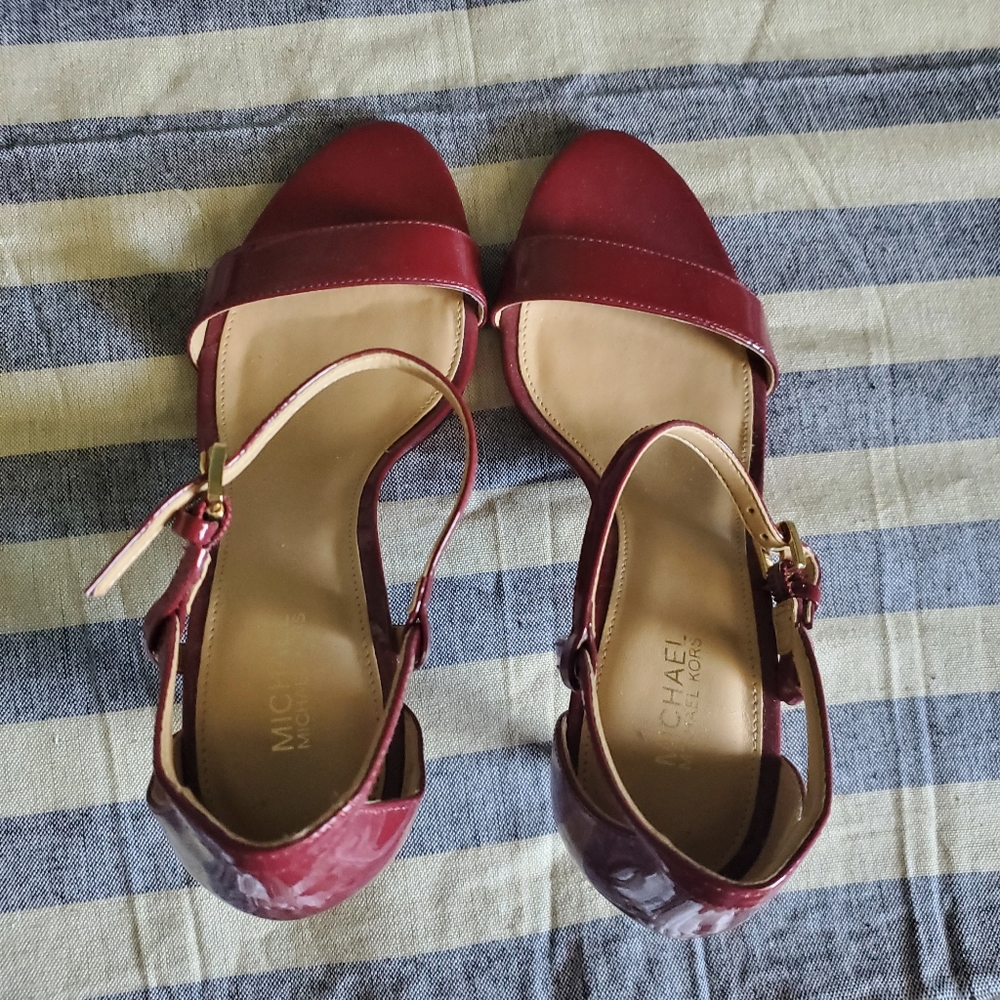 Michael Kors Burgundy Open-Toe Slingback Sandals